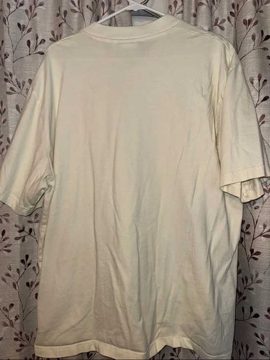 adidas Men’s Loose Fot Cream V-Neck Tee with Subtle Trefoil Embroidery - Picture 4 of 4
